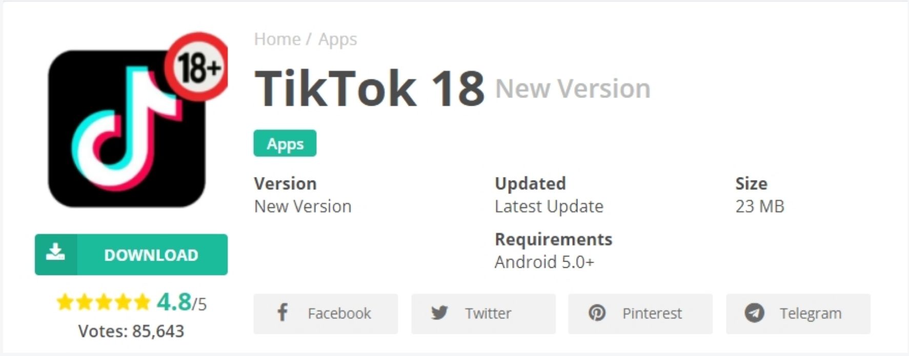 PALING UPDATE ! Link Download TikTok 18 Plus APK 1.4.7
